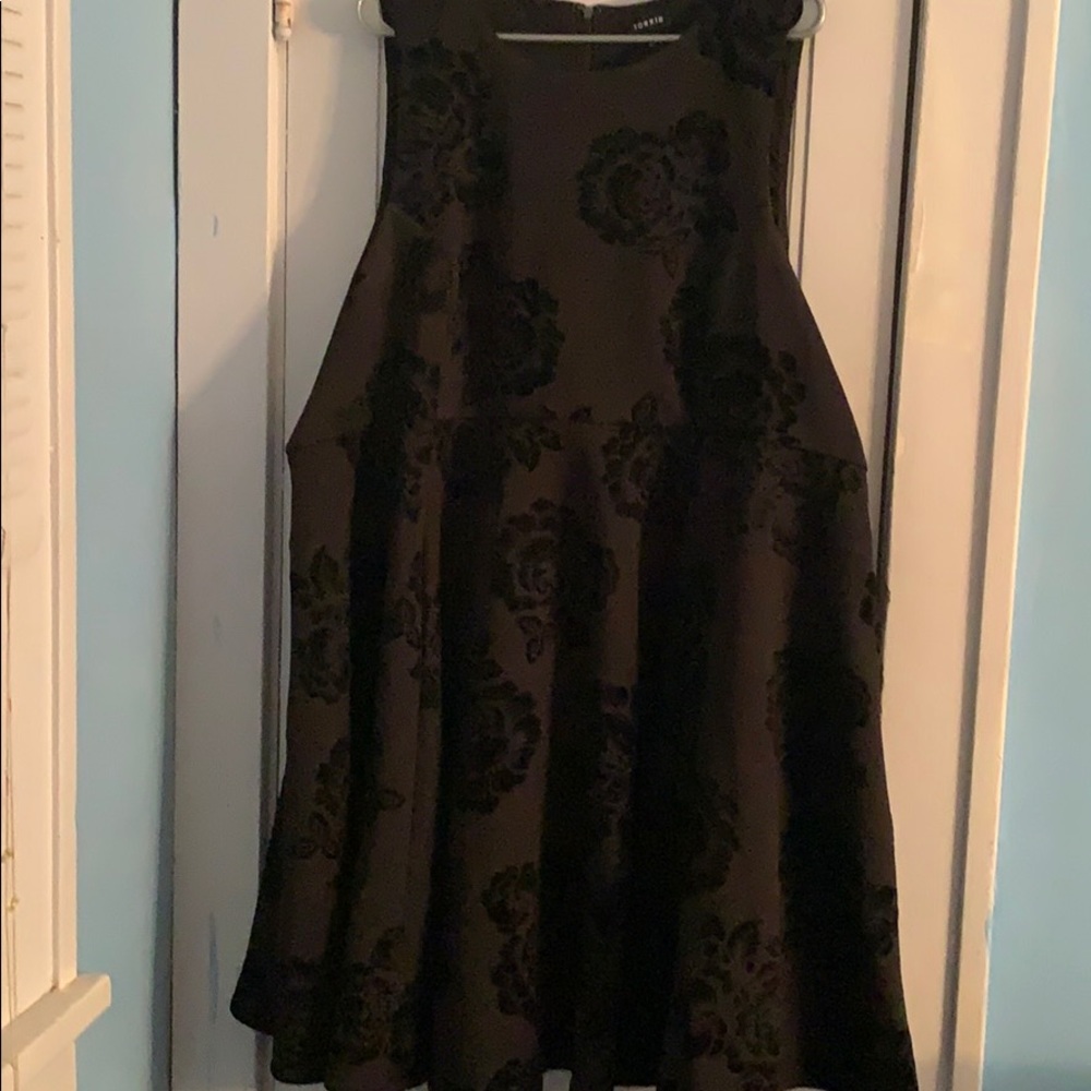 Black Dress with Black Velour Roses